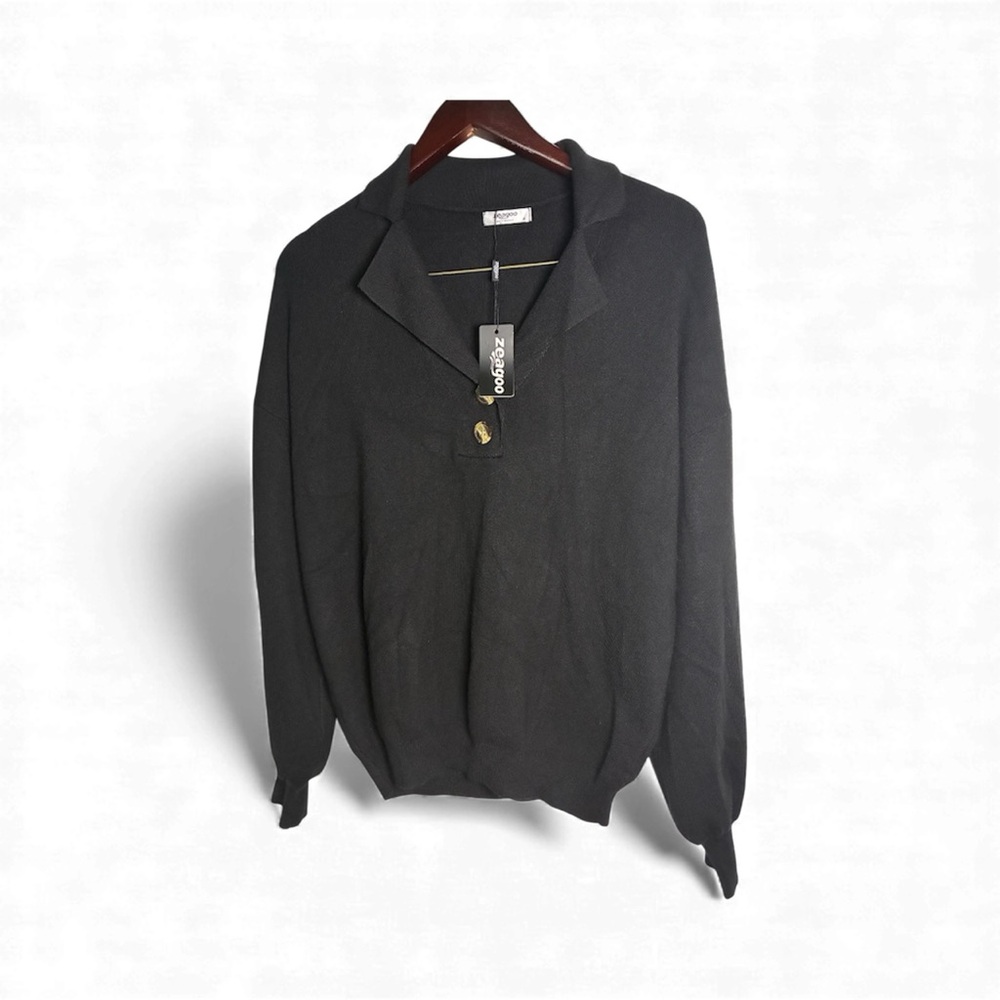 Zeagoo Men's V-Neck Black Sweater SIZE M for winter